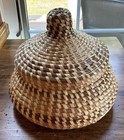 Large Handwoven Gullah Natural Sweetgrass Basket W  Lid  Sc