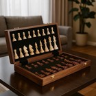 Top-grade Wooden Folding Chess Set     Classic Handcrafted Walnut Board With Solid