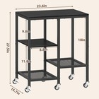 Rolling Kitchen Microwave Cart 4 Tier Microwave Stand Black Organizer Shelf