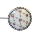 Antique Hatpin Pink Rose Trellis Pattern On Porcelain