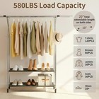 Heavyduty Double Rod Clothing Rack With Rolling Wheels  Sturdy Silver Metal