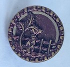 Antique Art Nouveau Brass Button Vine Lattice Design 1 2   