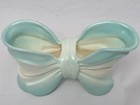 Bow Shaped Pottery Blue White Double Flower Planter 4 5 x 8 x 2 5  Vintage Euc