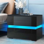 Nightstand Luxury Modern Led Organize Storage Cabinet Bedside Table Furniture