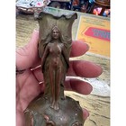 Antique Art Nouveau Figural Vase Woman   Tree Form  Bronze Patina  Early 1900s