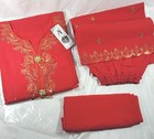 3pc Embroidered Sequin Heavy Cotton Salwar Kameez   Dupatta - Ruby Red - M