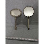 Antique French Sevres Hand Painted Hand Mirror   Silver Plated Vanity Mirror Vtg