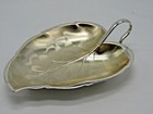 Silver Plated Leaf Shaped Footed Dish Bowl Tarnish Resistant Western Germany Vtg