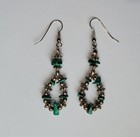 Southwestern Alpaca Silver Faux Green Malachite Dangle Pierced Earrings Vintage