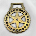 Brass Horse Medallion Antique English Sun Ray 5 Point Star Wide Parade Harness