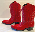 Kids  Vtg Texas Brand Cowboy Boots Rio Red J Toe Leather Sz 2 Western 1990 s Usa