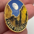 Vintage West Virginia Moon Landscape Enamel Lapel Pin Oval Souvenir