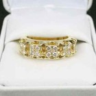 Trio Ring Set Diamond Cut Wedding 14k Lab Created Diamond Yellow Gold Over