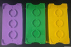 3 Lego Storage Brick 8 Stud Container Box Purple  Green  Yellow Empty 14 x7 x7 