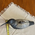 Hand Painted Resin Loon Bird Figurine With Chick  Decoy Style Collectible