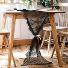 Lace Table Runner  14x118 Inch Vintage Lace Table Cloth  Embroidered Boho Black