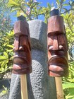 New Set Of 2 Easter Island Tiki Torches W cans Smokin    Tikis Hawaii Oceanic