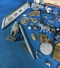 Vintage Mixed Lot Of Heavy Metal Knick Knacks Parts Odds N Ends In Cigar Box