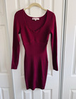 Nwt Crave Fame Ribbed Knit Bodycon Sweater Dress Burgundy M Long Sleeve