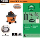 Ridgid Hd09001 9 Gallon Wet dry Shop Vacuum - Orange