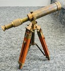 Nautical Vintage Decorative Solid Brass Telescope Antique With Wooden Stand