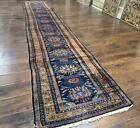Antique Per sian Sarab Runner Rug 3x17 Blue Handmade Wool Tribal Rare