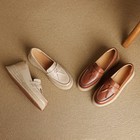 Womens Real Leather Pull On Platform 5cm Wedge Heel Shoes Spring British Fashion