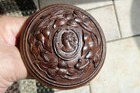 Wonderful Antique Set 4 Matching Carved Wood Cameo Curtain drapery Ties-3-1 4 
