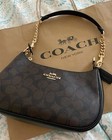 Coach Teri Shoulder Bag Ca548 In Signature Canvas Brown New Fast Free Ships