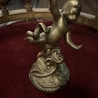 Antique Solid Brass Cherub Watch Holder stand display 11 Inches Tall Heavy