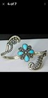 Carolyn Pollack Sterling Silver Turquoise Sleeping Beauty Double Finger Ring 
