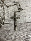 Vintage Rosary Sterling Silver W  Glass Beads  Jesus Charm