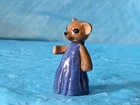 Retired Htf Color Hagen Renaker Mama Teddy Bear In Dark Blue Dress