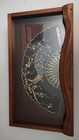 Vintage Oriental Fan In A Handmade Wooden Frame Glass Cover 