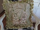 Huge Aubusson Style Larkspurs On Sage Greens Needlepoint Pillow Nwot Handmade