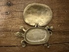 Vintage Brass Turtle Trinket Box With Hinged Lid Made In Taiwan A3