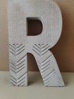 Wooden Letter  r  Free Standing  Wall Decor Rustic Gray Wash Primitive