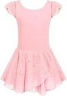 Arshiner Girls Ruffle Sleeve Ballet Dance Dress Tutu Skirt Leotard Pink  8-9 Yrs