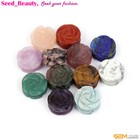 12pcs Natural Gemstones Hand Carved Flower Plant Beads Jewelry Making 14mm Beads