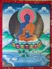 Tibetan Thangka Medicine Buddha - 24k Gold Leaf Hand Painted Silk Brocade