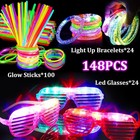 148 Pcs Glow Party Favors With Light Sticks Led Glasses Bracelets For Events
