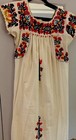 Vtg San Antonino White Hand Embroidered Oaxacan Mexican Traditional Huipil Dress