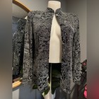 Alex Evenings Black And Silver Blazer With Intricate Pattern