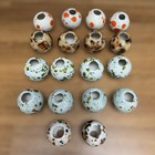 Lot 18 Of Glazed Ceramic Pottery Beads Large Hole Macrame Jewelry Craft Unique