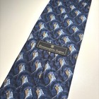 Ermenegildo Zegna Silk Necktie Blue Geometric Abstract Pattern Tie Business