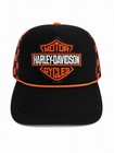 Harley Davidson Embroidered Logo Snapback Hat Orange   Black Adjustable Mesh Cap