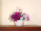 Silk Flower Arrangement In Vase  Purple Peony 
