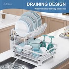 Dish Drying Rack Cup Drainer Stainless Steel Strainer Holder Kitchen Organizer