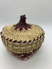 Northwest Coast Makah Native Treasure Basket With Design