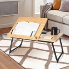 Book Stand For Reading In Bed Bamboo Laptop Adjustable Holder Tray With Page